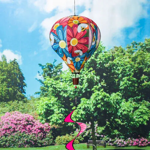 NEW Evergreen Balloon Spinner, Spring Floral Burlap Balloon Spinner, 15x15x55 Inches, Great visual appeal as they rotate in the wind