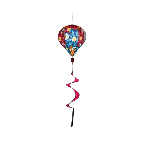 NEW Evergreen Balloon Spinner, Spring Floral Burlap Balloon Spinner, 15x15x55 Inches, Great visual appeal as they rotate in the wind