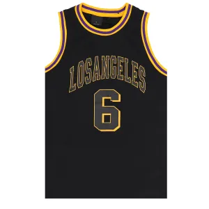 New Men's Basketball Jersey Sports T Shirt Tee Vest Tops Gym Chicago Los Angeles, Black - Los Angeles 6, L
