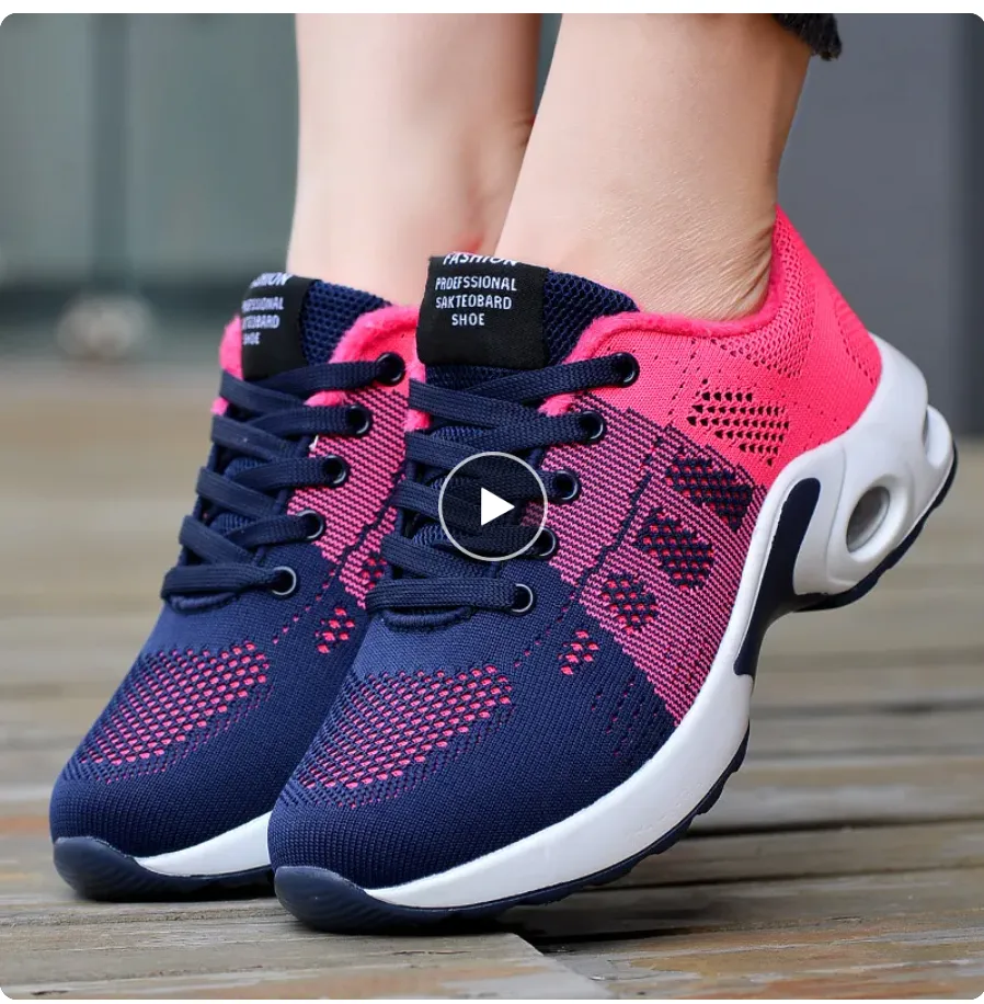 New Musabela Orthopedic Sneakers for Girls/Women,Slip-On Air Cushion Breathe Mesh Running Walking Shoes, Pink Sz 6