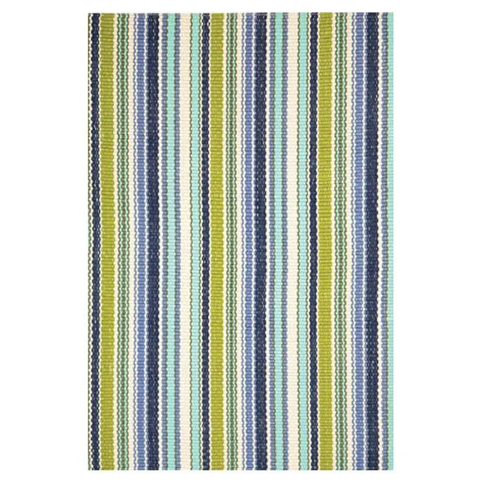 New Wayfair Dash & Albert Pond Stripe Striped Handmade Handwoven Blue/Green Indoor / Outdoor Area Rug, 2Ft X 3Ft! Retails $96 