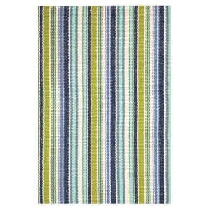 New Wayfair Dash & Albert Pond Stripe Striped Handmade Handwoven Blue/Green Indoor / Outdoor Area Rug, 2Ft X 3Ft! Retails $96 