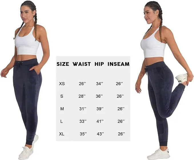 New Women's vdbm Drawstring Velvet Velour Front Slant Pockets Casual Joggers, great for all seasons! Navy Sz 2X!