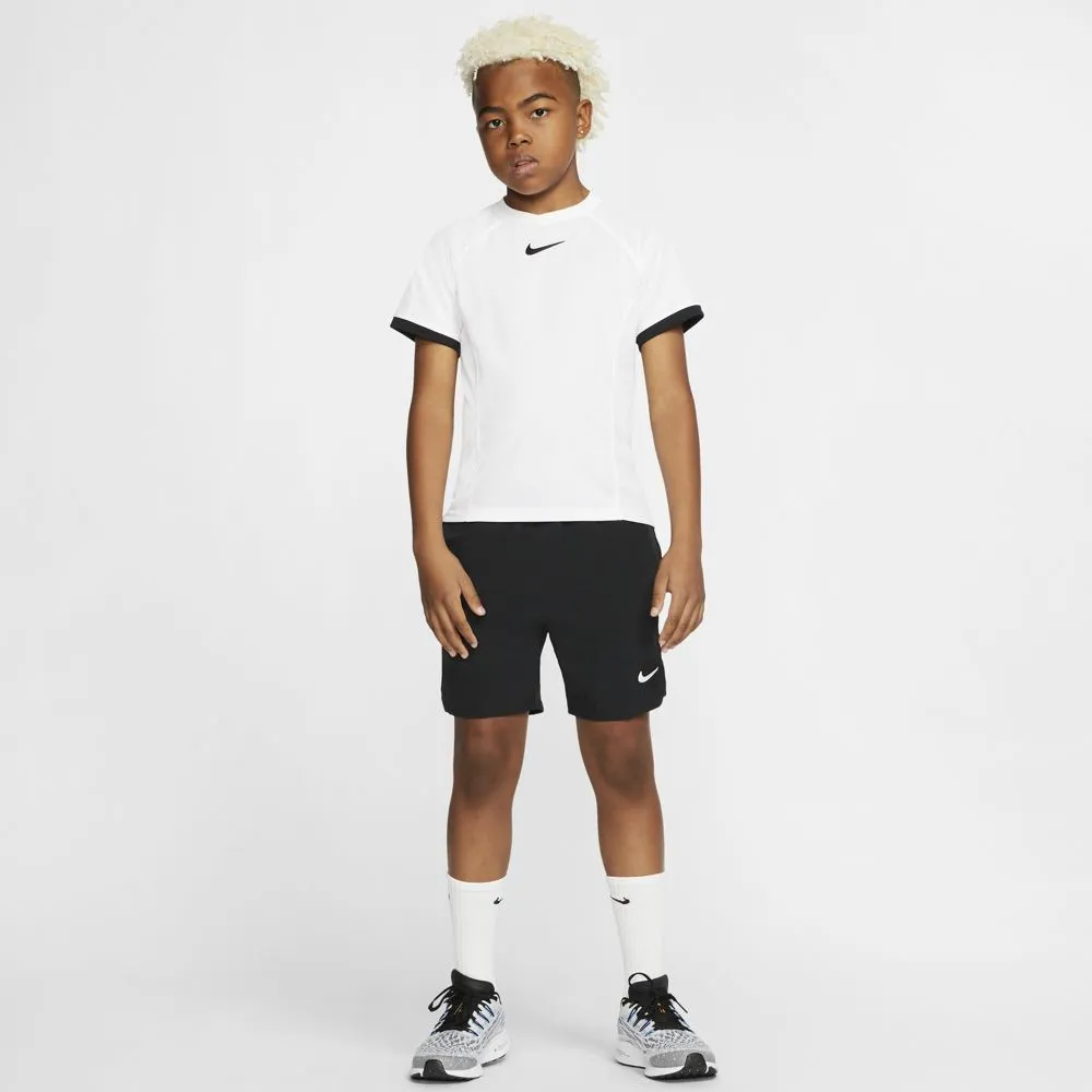 Nike Boys' Court Flex Ace Shorts (Black/White)
