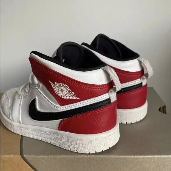 Nike Jordan 1 Mid White Black Gym Red (PS) Kids Sneakers- SZ 13.5.