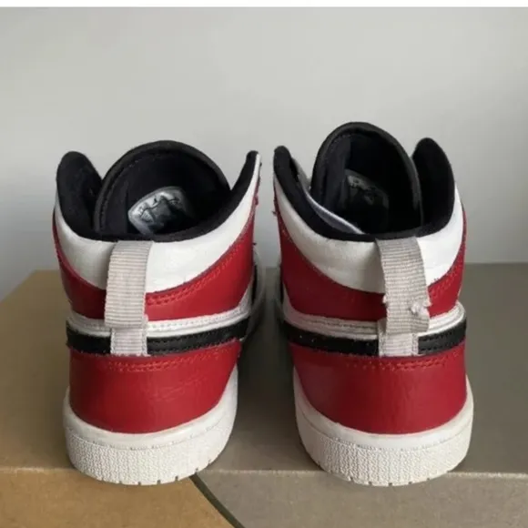 Nike Jordan 1 Mid White Black Gym Red (PS) Kids Sneakers- SZ 13.5.