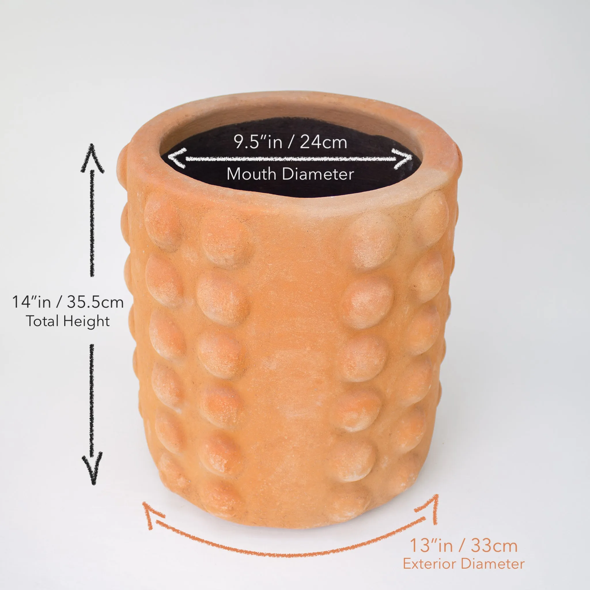 Node Planter, Terracotta pot, Tall. Natural Terracotta