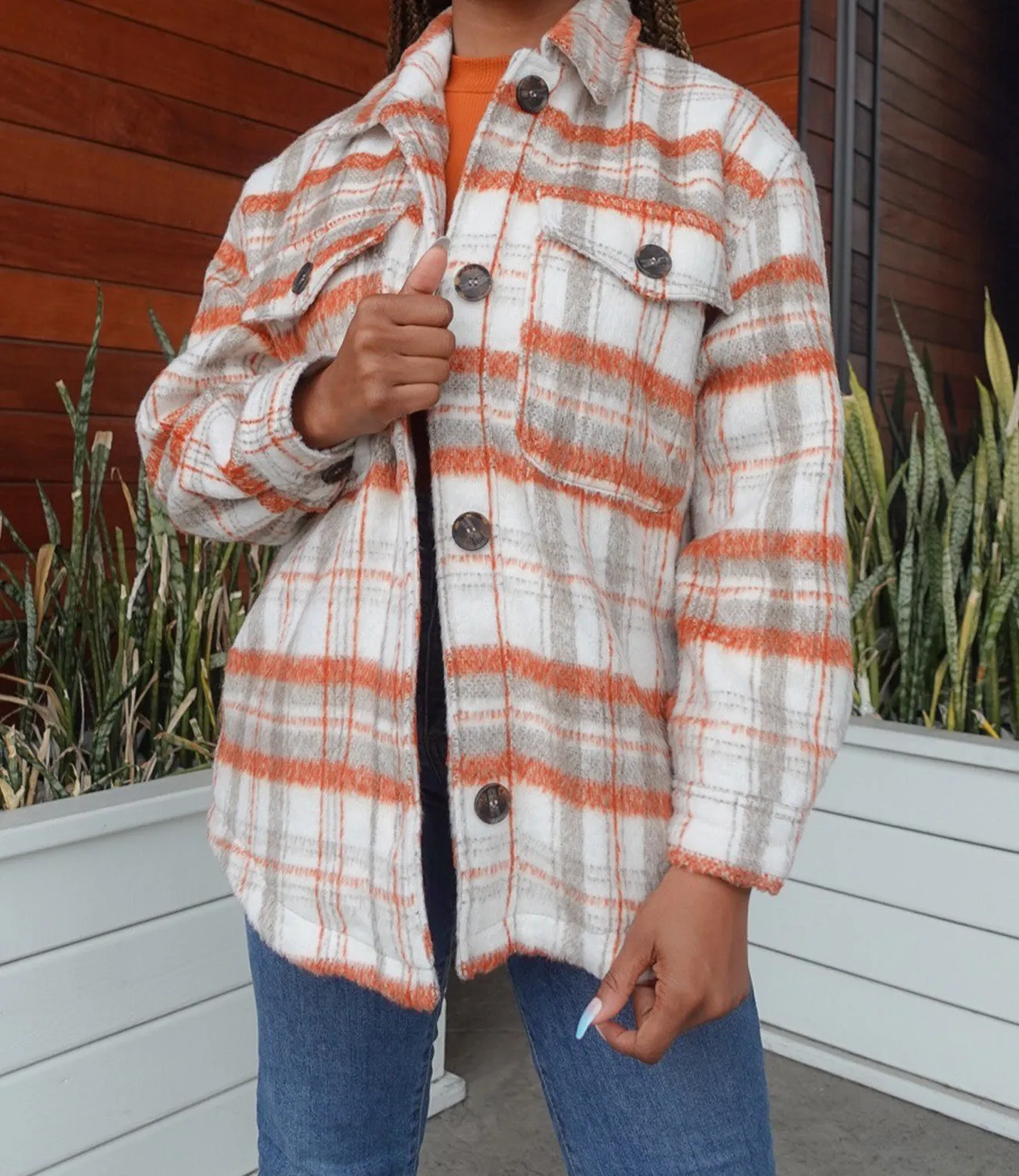 Off The Grid Shacket(Natural/Coral)