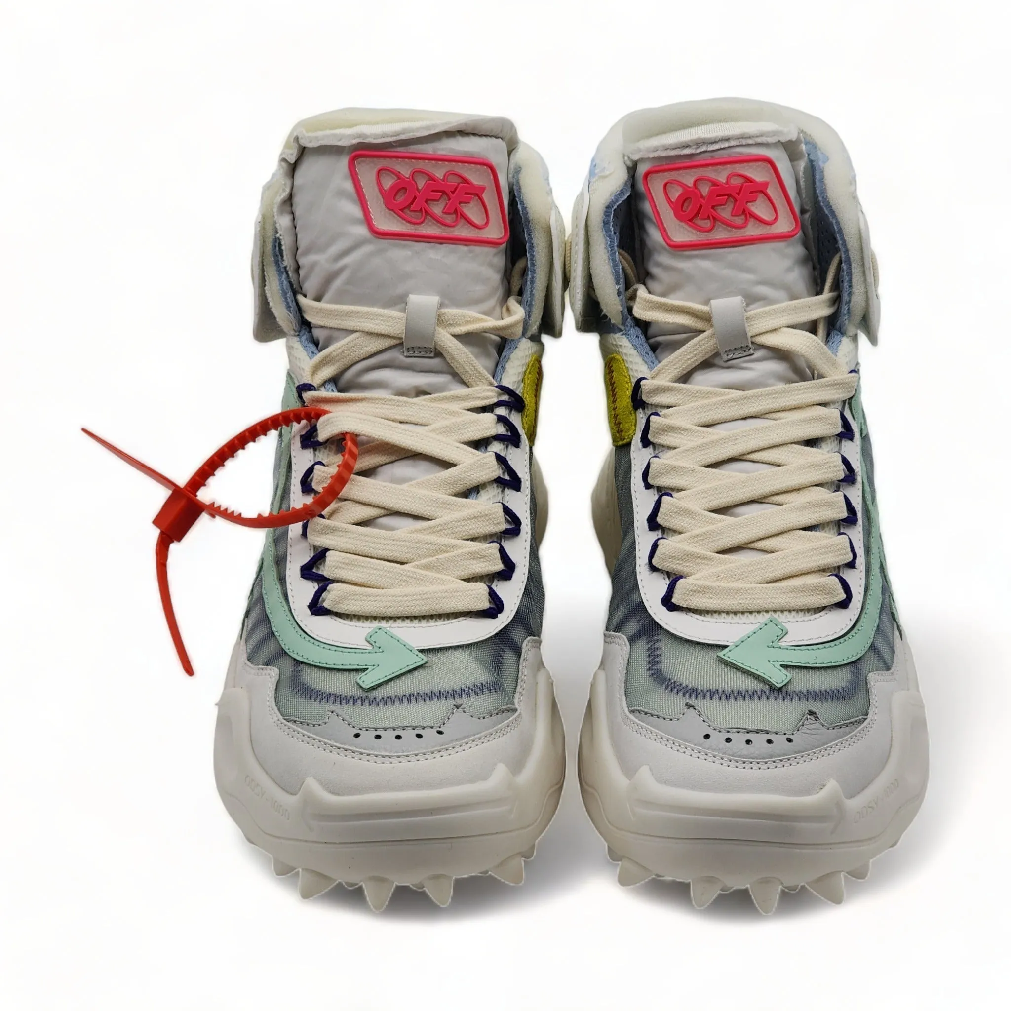 Off-White ODSY 1000 Hi Top Sneakers White Pale Blue