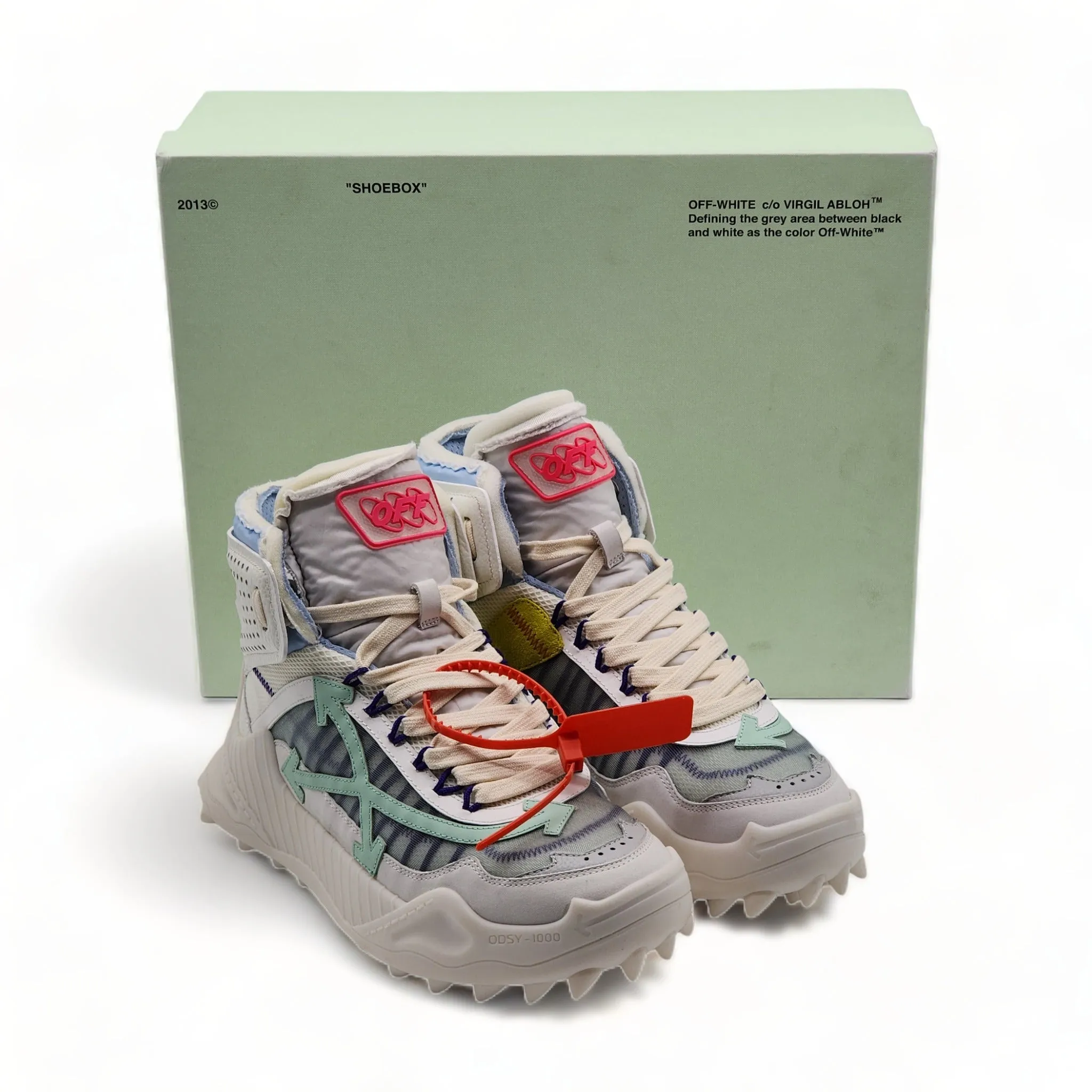 Off-White ODSY 1000 Hi Top Sneakers White Pale Blue