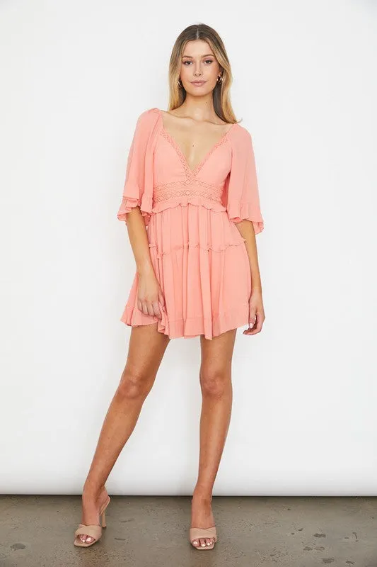One and Only Collective Inc Flutter Sleeved Mini Dress