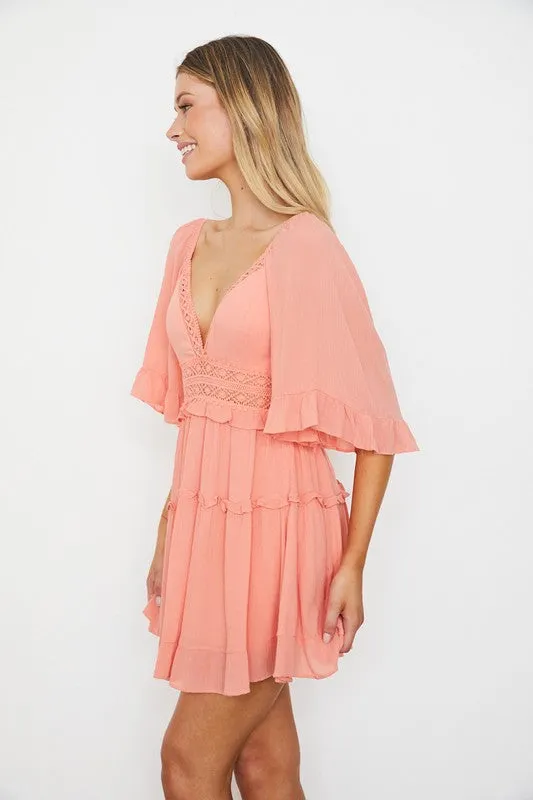One and Only Collective Inc Flutter Sleeved Mini Dress
