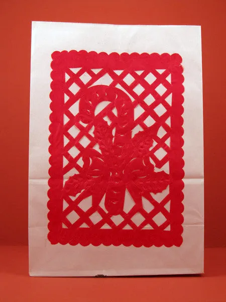 Paper Luminarias with Papel Picado for Christmas, set of 6