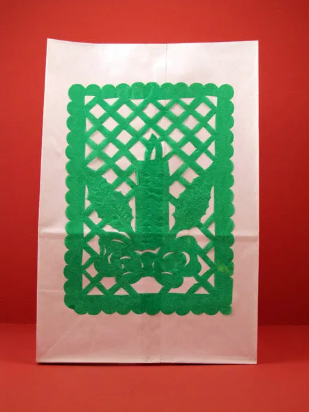 Paper Luminarias with Papel Picado for Christmas, set of 6