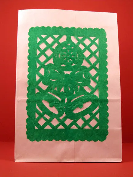 Paper Luminarias with Papel Picado for Christmas, set of 6