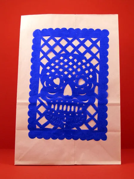 Paper Luminarias with Papel Picado for Dia de Muertos, set of 4