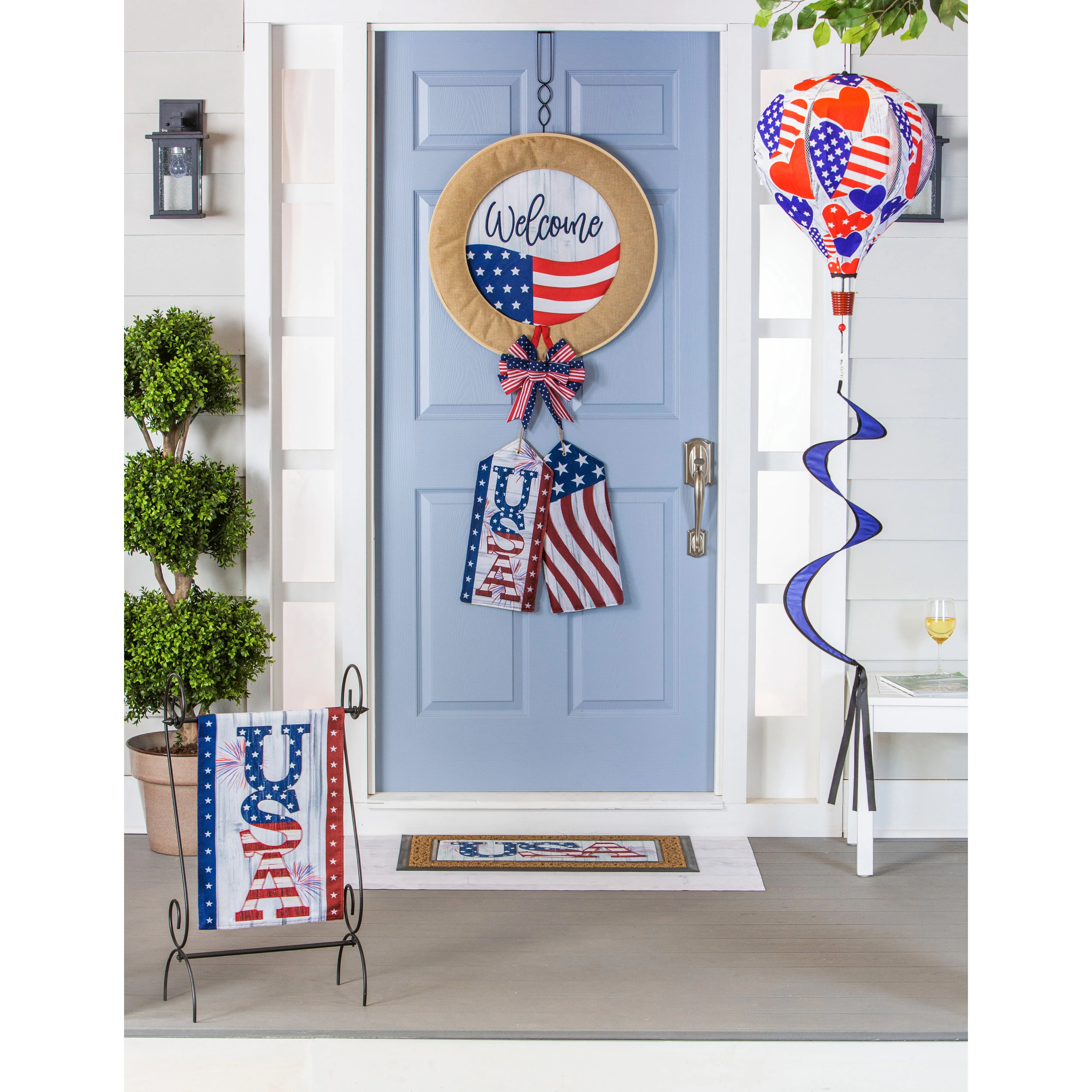 Patriotic Hearts Burlap Balloon Spinner,45bb417