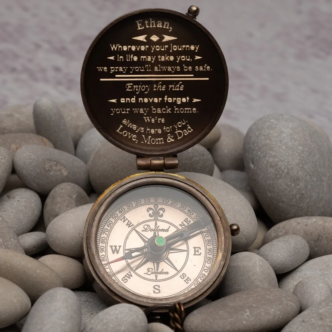 Personalized Handmade Working Brass Compass Gift for Men