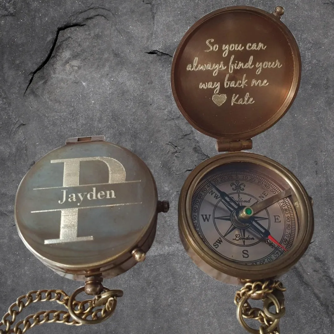 Personalized Handmade Working Brass Compass Gift for Men