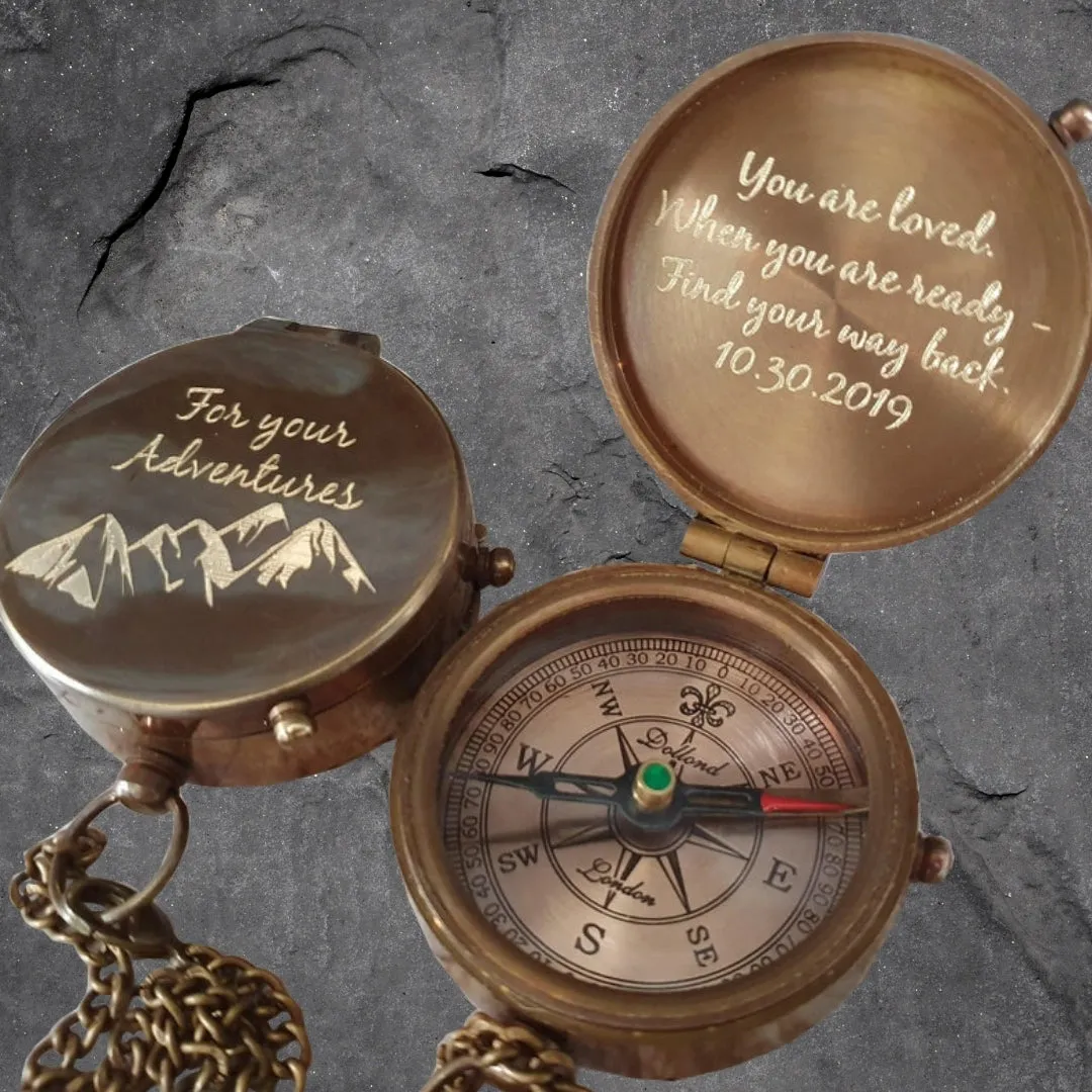 Personalized Handmade Working Brass Compass Gift for Men