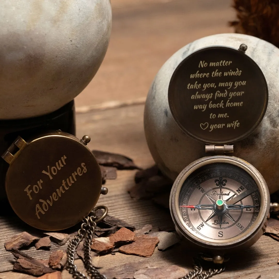 Personalized Handmade Working Brass Compass Gift for Men