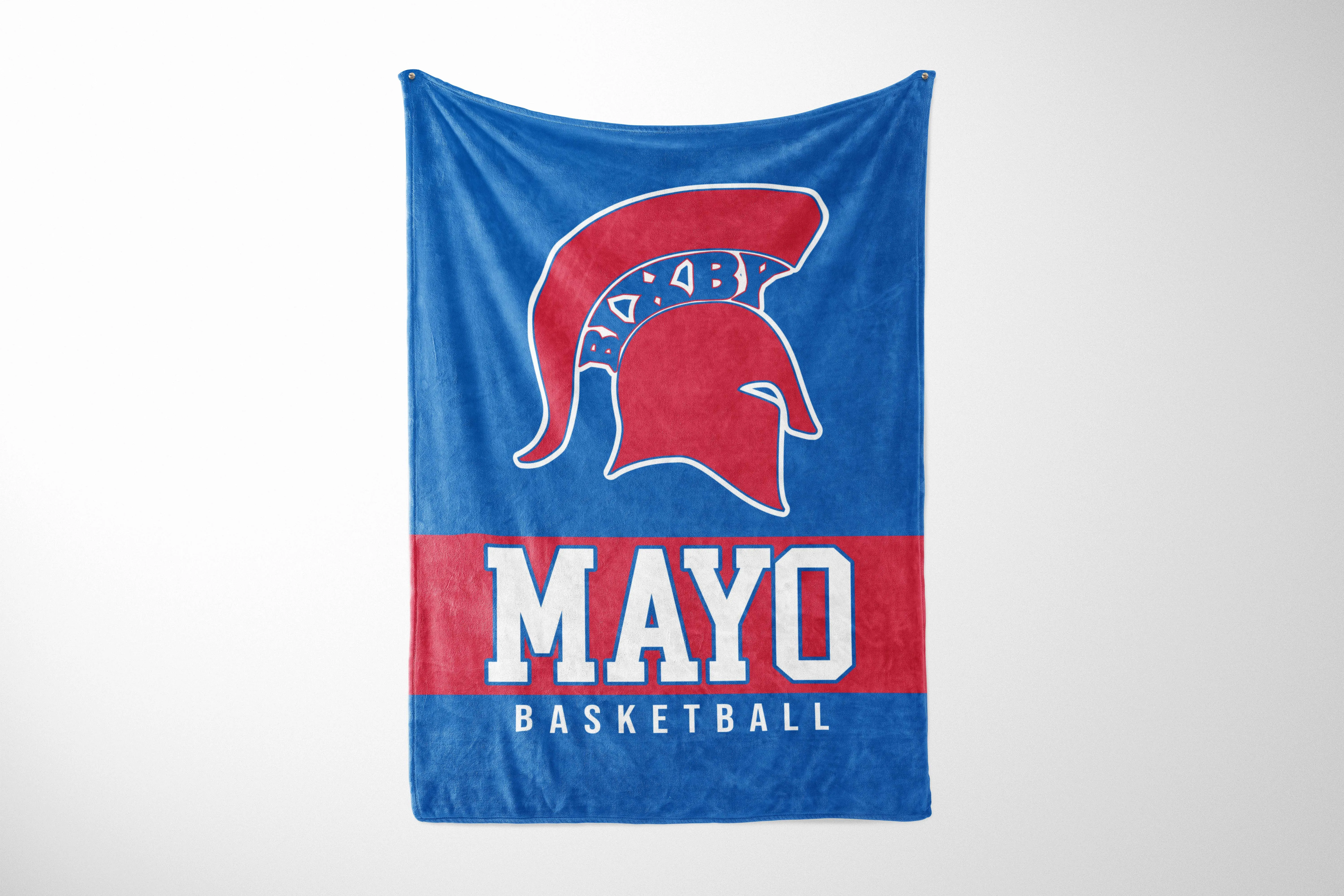 PERSONALIZED RETRO SPARTAN HEAD BIXBY BASKETBALL GRAY SHERPA BLANKET