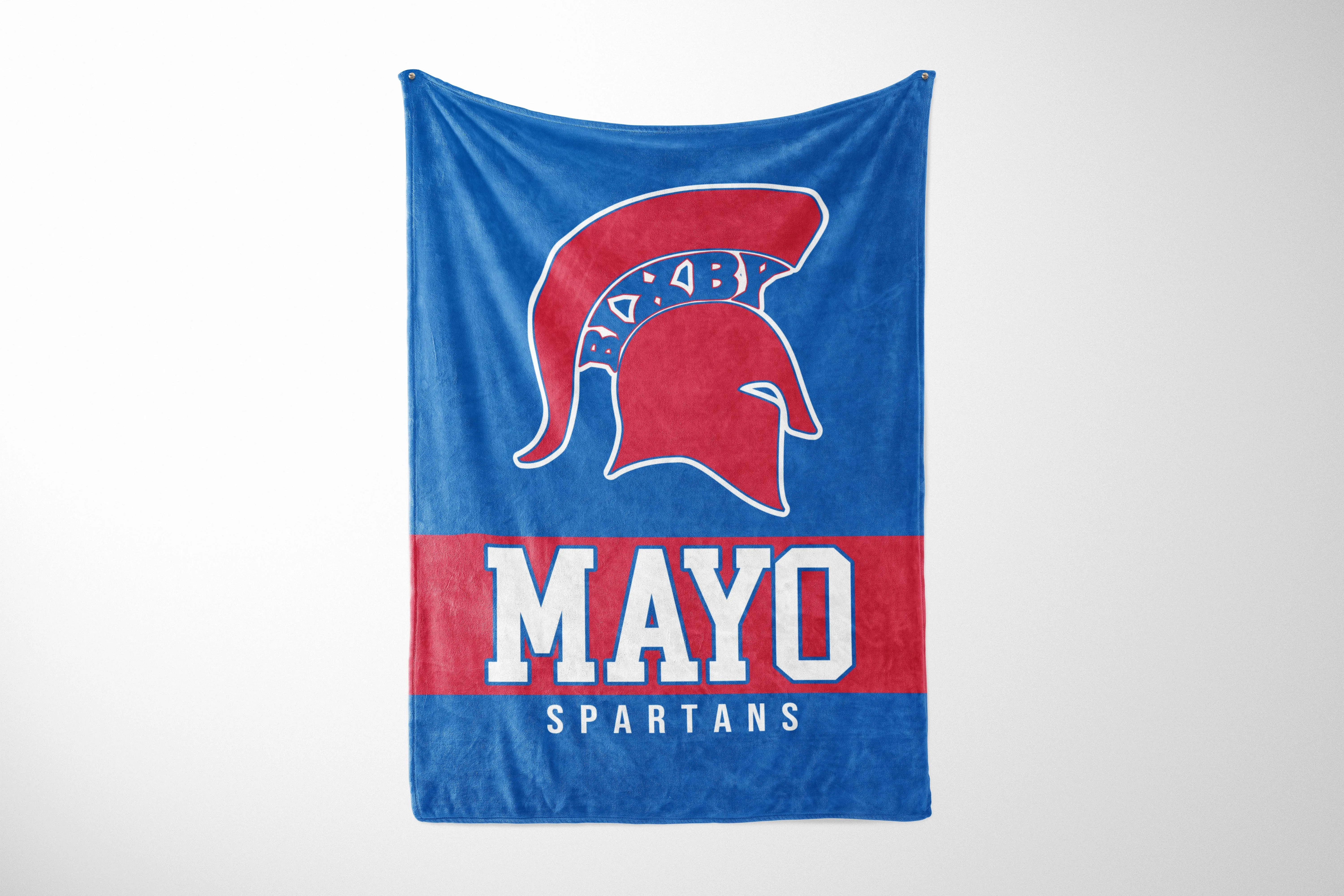 PERSONALIZED RETRO SPARTAN HEAD BIXBY BASKETBALL GRAY SHERPA BLANKET