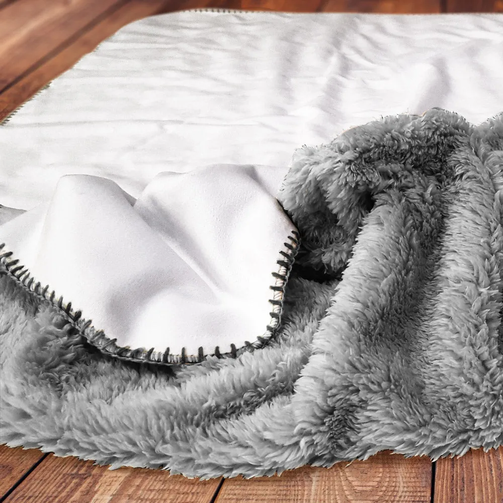 PERSONALIZED RETRO SPARTAN HEAD BIXBY BASKETBALL GRAY SHERPA BLANKET