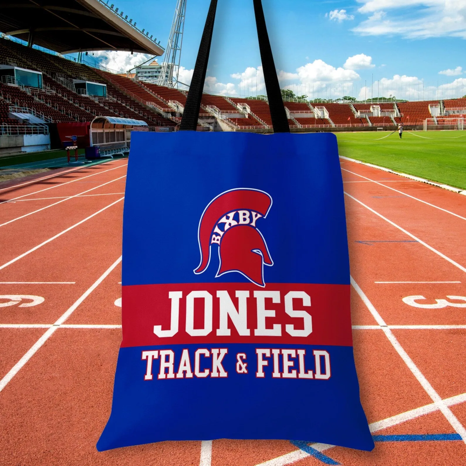 PERSONALIZED RETRO SPORTS BIXBY SPARTAN 14x16 CANVAS TOTE BAG
