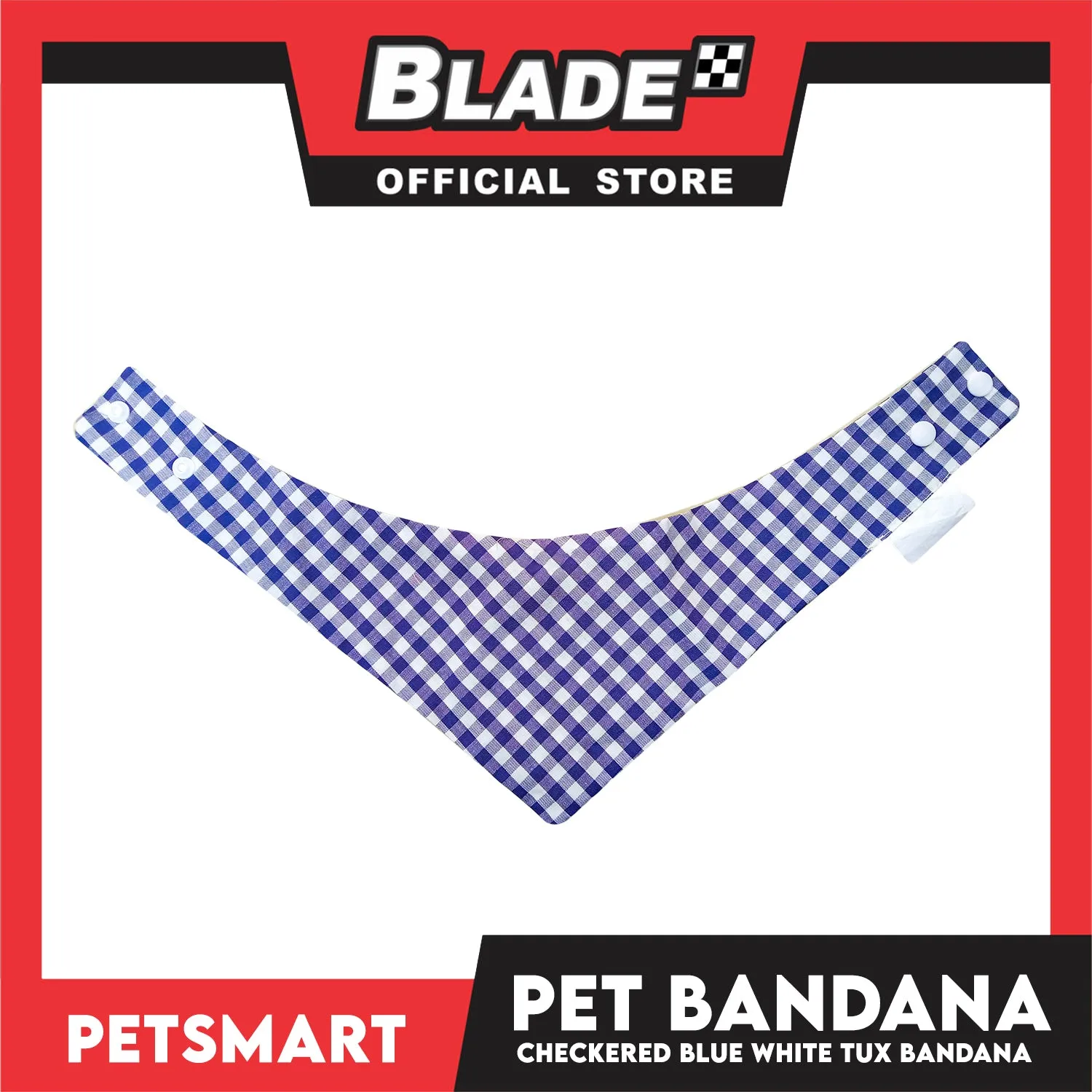 Pet Bandana Checkered Blue White Tuxedo Bandana Design (Large) Perfect Fit for Dogs and Cats