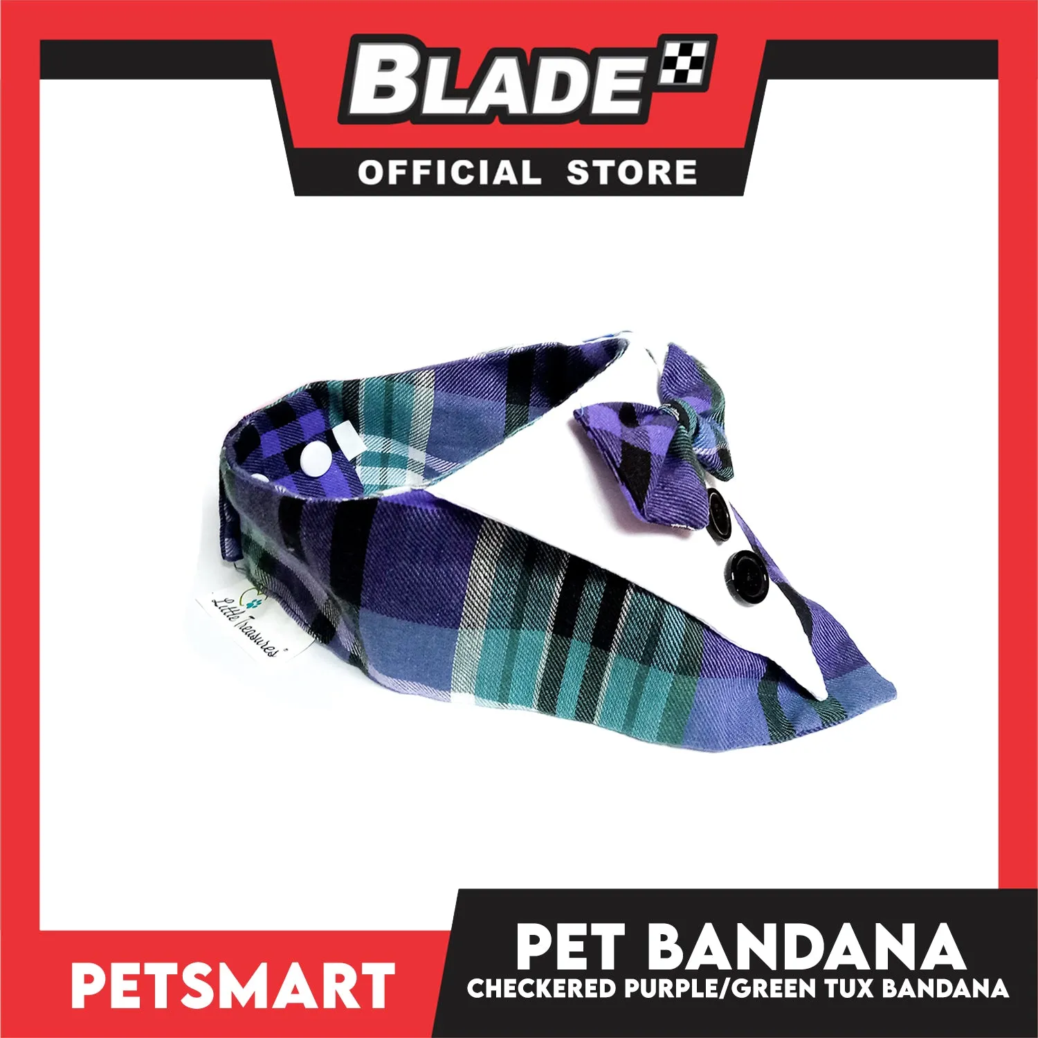 Pet Bandana Collar Scarf Checkered Purple Green Tux Bandana DB-CTN33L (Large) Perfect Fit For Dogs And Cats, Breathable, Soft Lightweight, Fashionable Pet Bandana