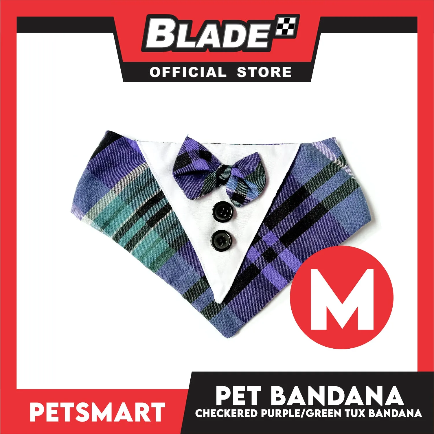 Pet Bandana Collar Scarf Checkered Purple Green Tux Bandana DB-CTN33M (Medium)