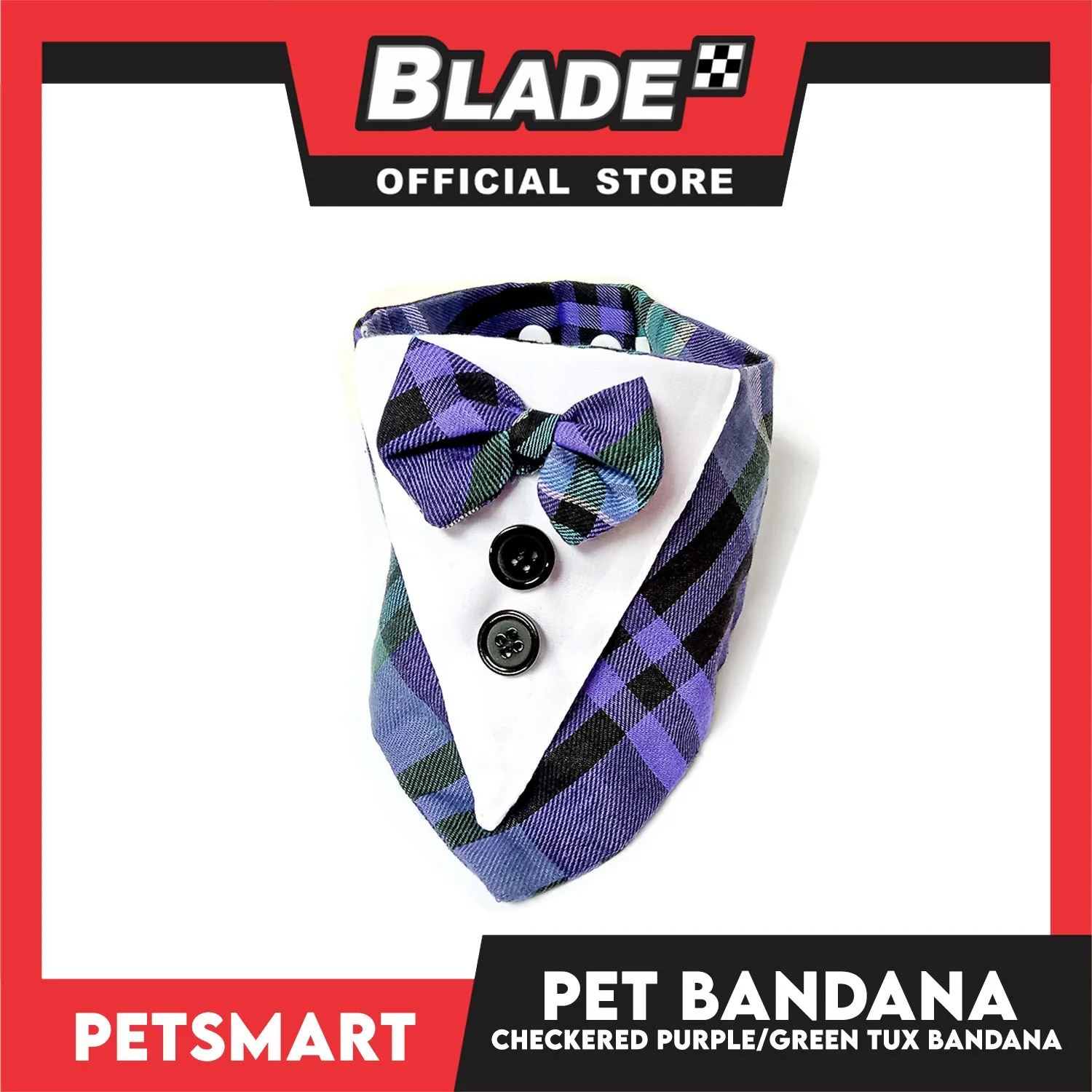 Pet Bandana Collar Scarf Checkered Purple Green Tux Bandana DB-CTN33M (Medium)