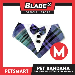 Pet Bandana Collar Scarf Checkered Purple Green Tux Bandana DB-CTN33M (Medium)