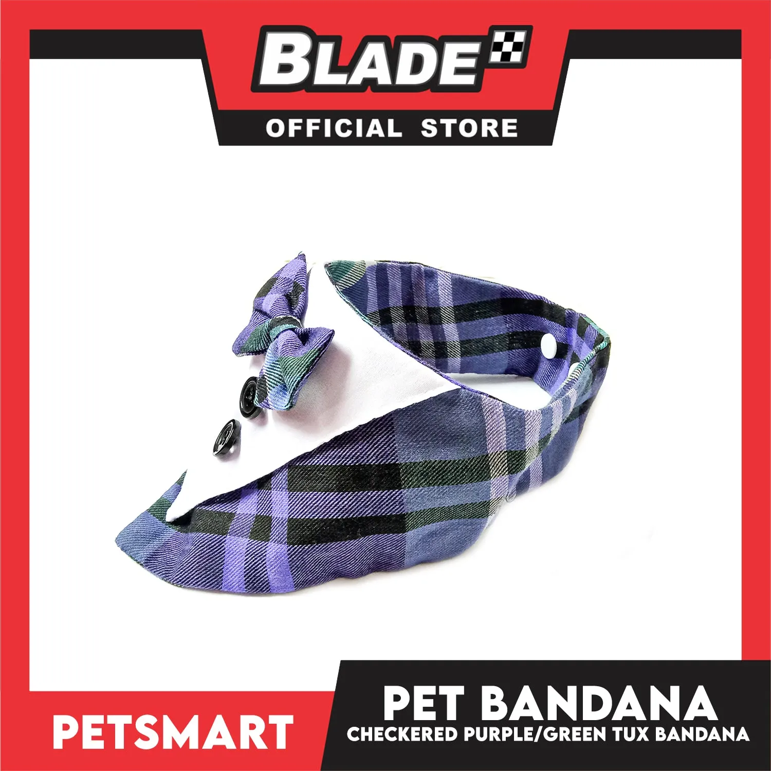 Pet Bandana Collar Scarf Checkered Purple Green Tux Bandana DB-CTN33M (Medium)