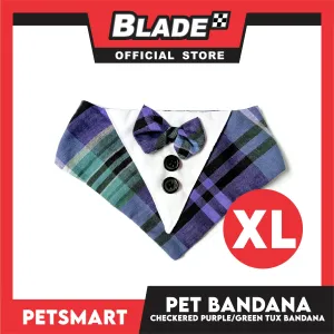 Pet Bandana Collar Scarf Checkered Purple Green Tux Bandana DB-CTN33XL (Extra Large) Perfect Fit For Dogs And Cats, Breathable, Soft Lightweight, Fashionable Pet Bandana