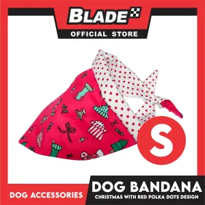 Pet Bandana Collar Scarf Reversible Christmas And Polka Dots Designs, Red And White Colors DB-CTN24S (Small) Perfect Fit For Dogs And Cats, Breathable, Soft Lightweight Pet Bandana