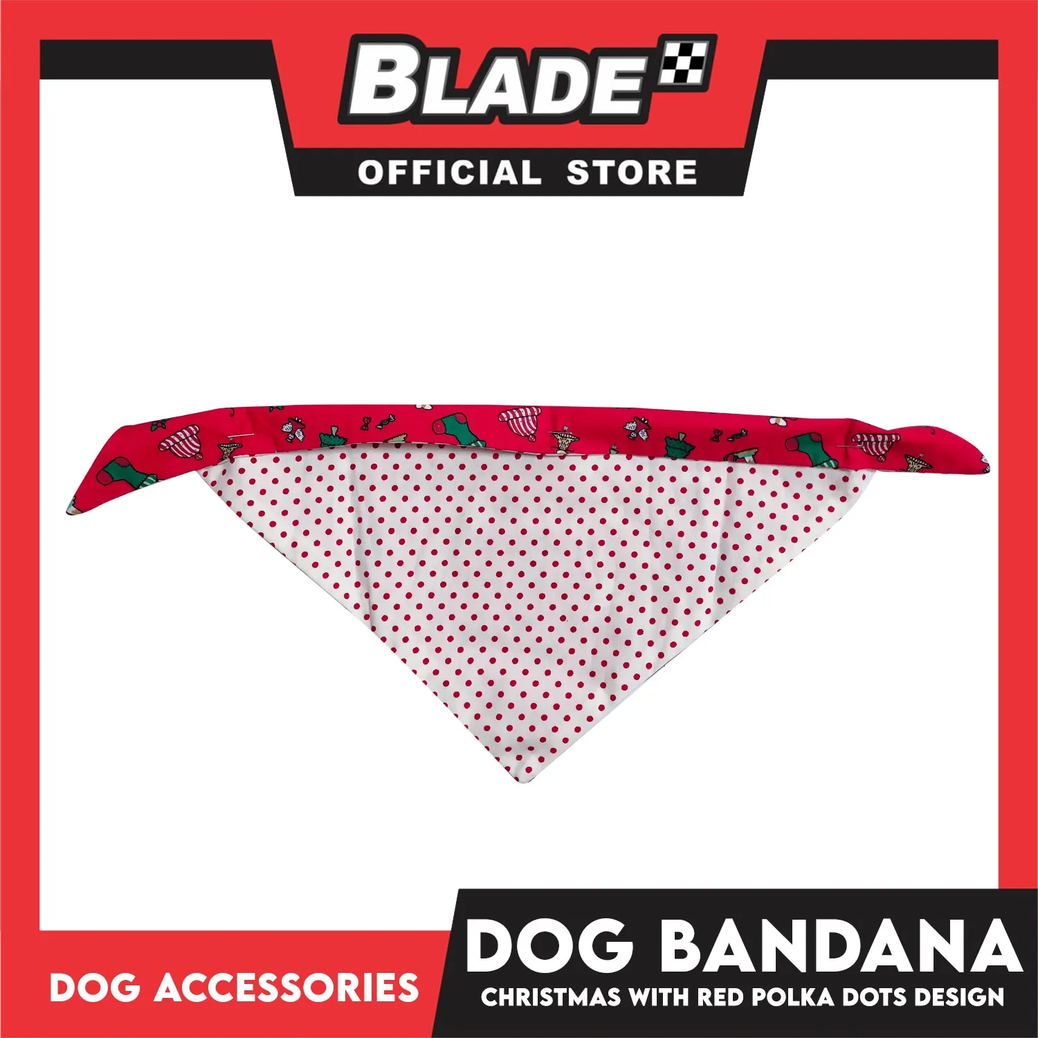 Pet Bandana Collar Scarf Reversible Christmas And Polka Dots Designs, Red And White Colors DB-CTN24S (Small) Perfect Fit For Dogs And Cats, Breathable, Soft Lightweight Pet Bandana