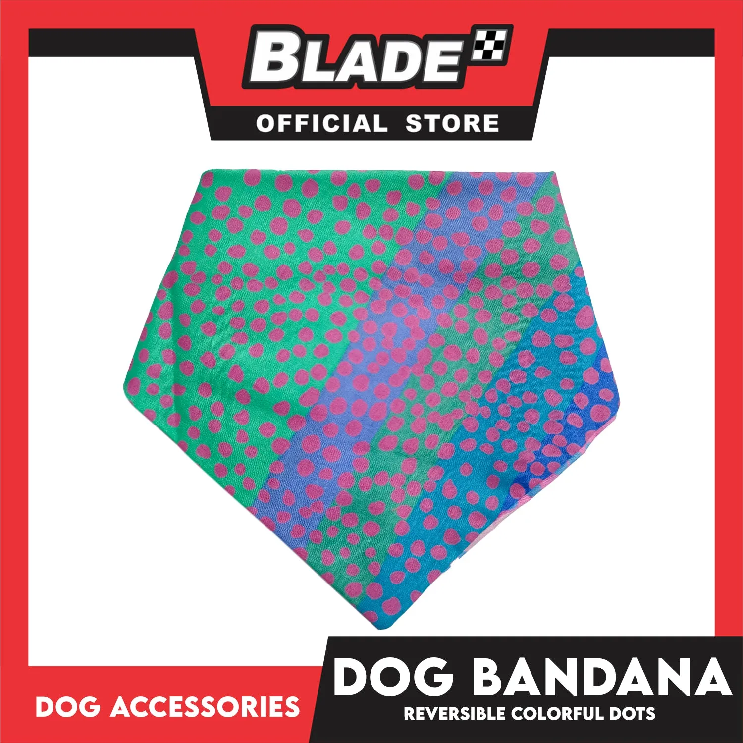Pet Bandana Collar Scarf Reversible Colorful With Dots Designs DB-CTN25M (Medium) Perfect Fit For Dogs And Cats, Breathable, Soft Lightweight Pet Bandana