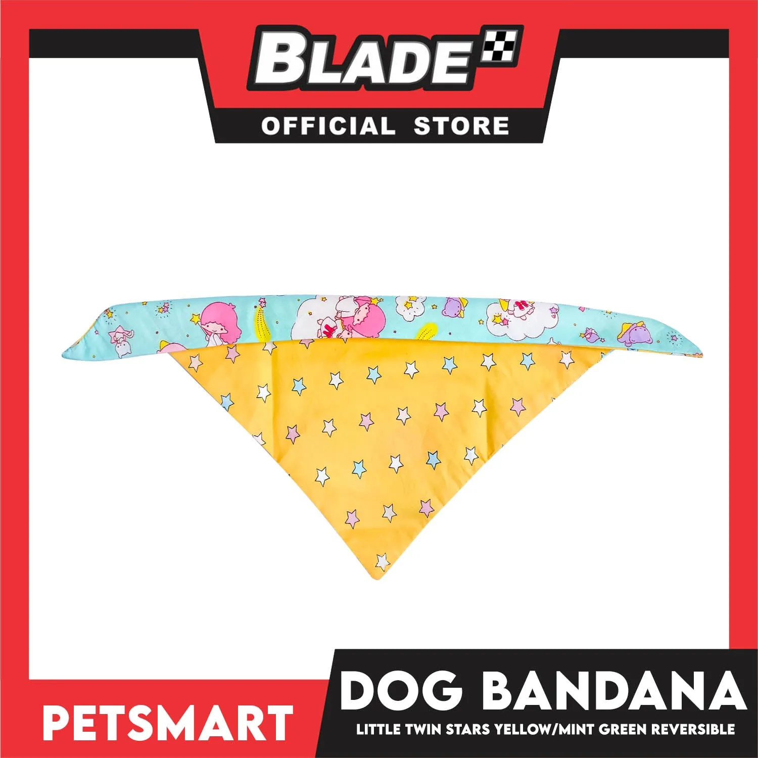 Pet Bandana Collar Scarf Reversible, Little Twin Stars Designs, Yellow Color DB-CTN22M (Medium) Perfect Fit For Dogs And Cats, Breathable, Soft Lightweight Pet Bandana