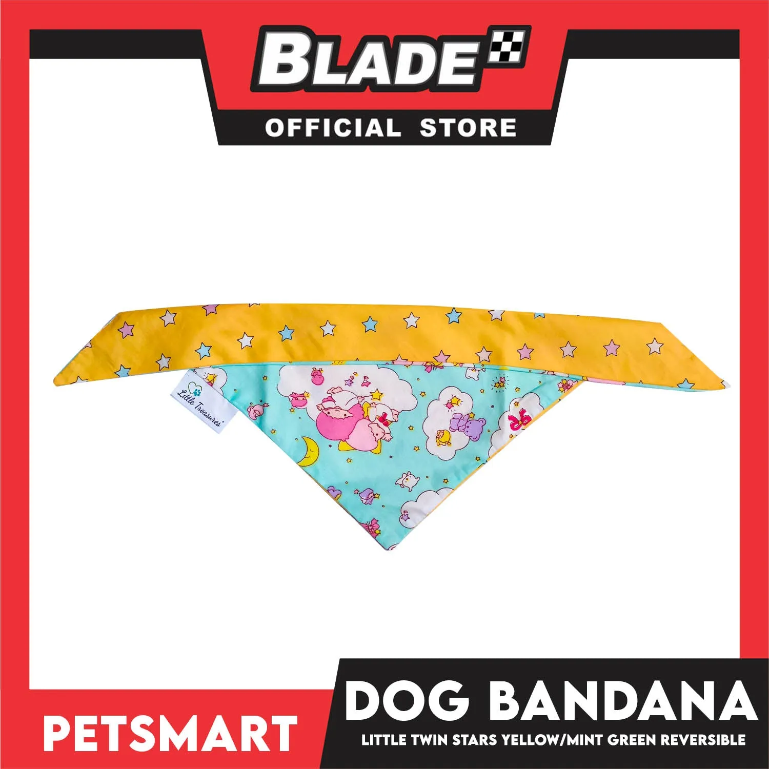 Pet Bandana Collar Scarf Reversible, Little Twin Stars Designs, Yellow Color DB-CTN22M (Medium) Perfect Fit For Dogs And Cats, Breathable, Soft Lightweight Pet Bandana