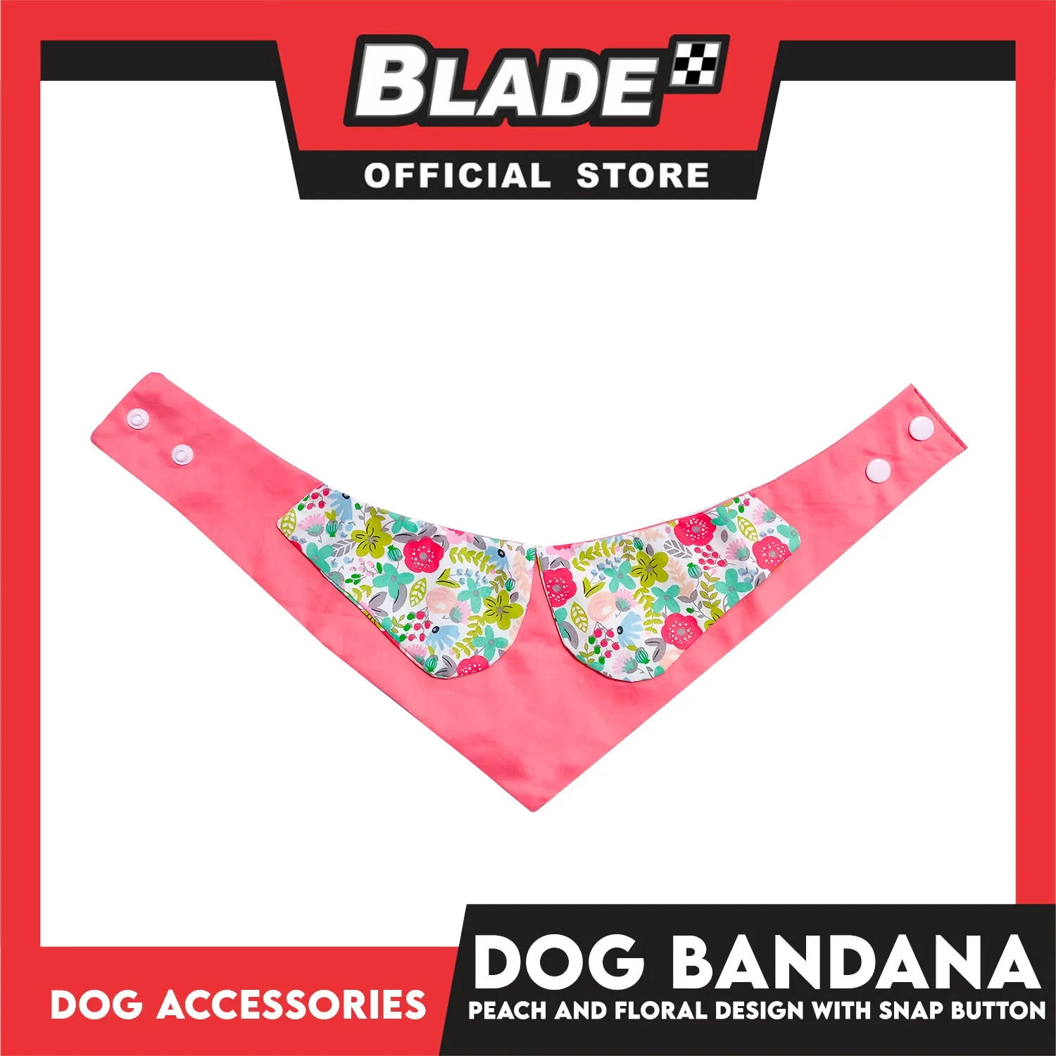 Pet Bandana Collar Scarf Reversible Tangerine With Pink Floral Collar Designs DB-CTN27XL (XL) Perfect Fit For Dogs And Cats, Breathable, Soft Lightweight Pet Bandana