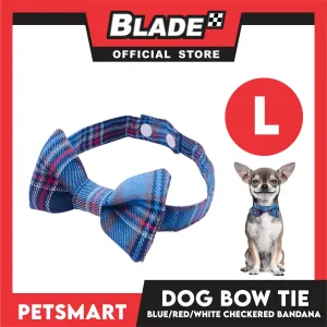 Pet Bow Tie Bandana Checkered Design, Blue Red White Color DB-CTN37L (Large) Perfect Fit For Dogs And Cats