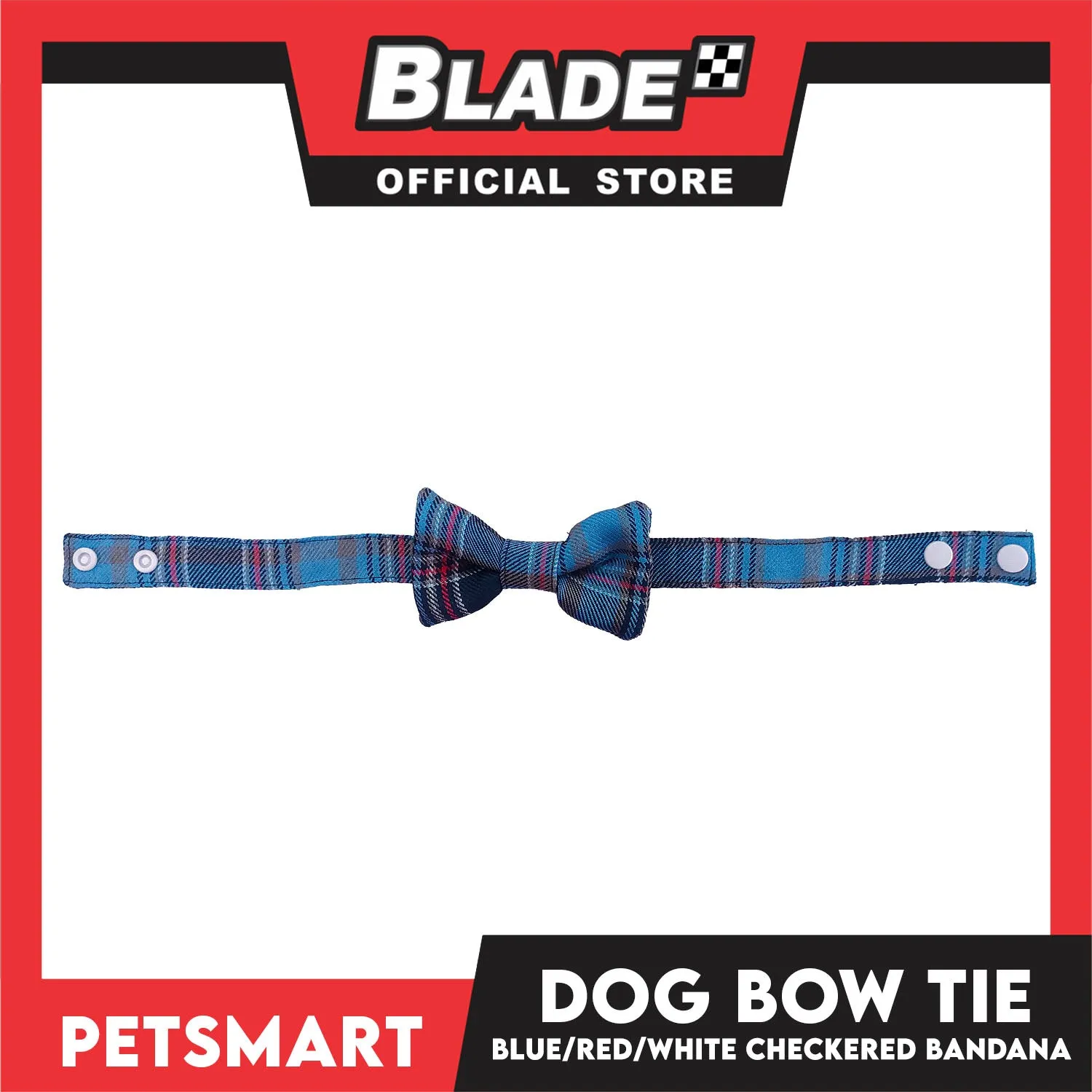 Pet Bow Tie Bandana Checkered Design, Blue Red White Color DB-CTN37L (Large) Perfect Fit For Dogs And Cats