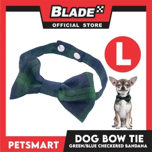 Pet Bow Tie Bandana Checkered Design, Green Blue Color DB-CTN38L (Large) Perfect Fit For Dogs And Cats