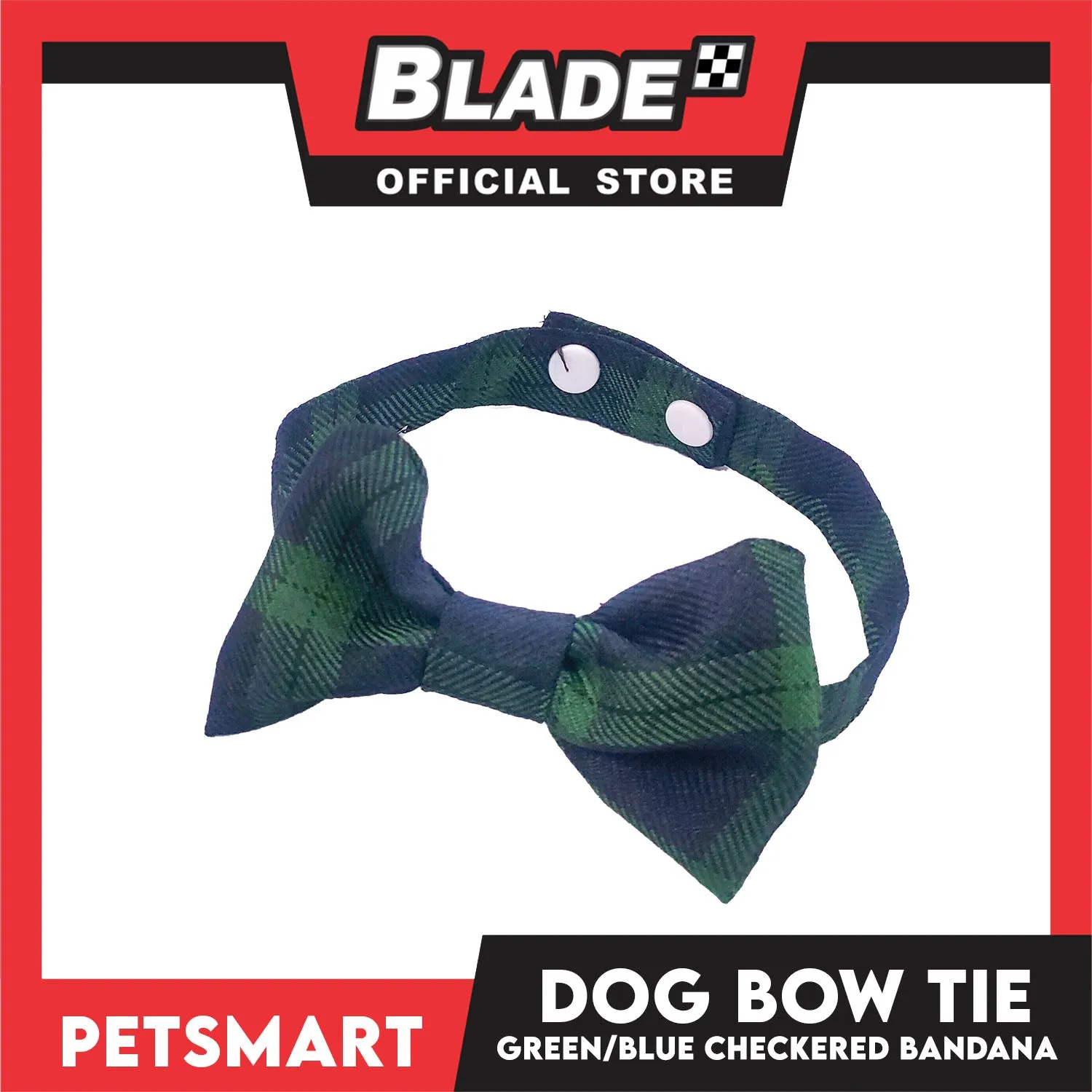 Pet Bow Tie Bandana Checkered Design, Green Blue Color DB-CTN38XS (XS) Perfect Fit For Dogs And Cats