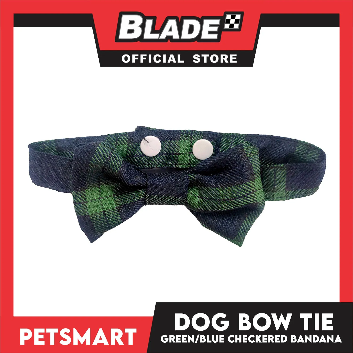 Pet Bow Tie Bandana Checkered Design, Green Blue Color DB-CTN38XS (XS) Perfect Fit For Dogs And Cats