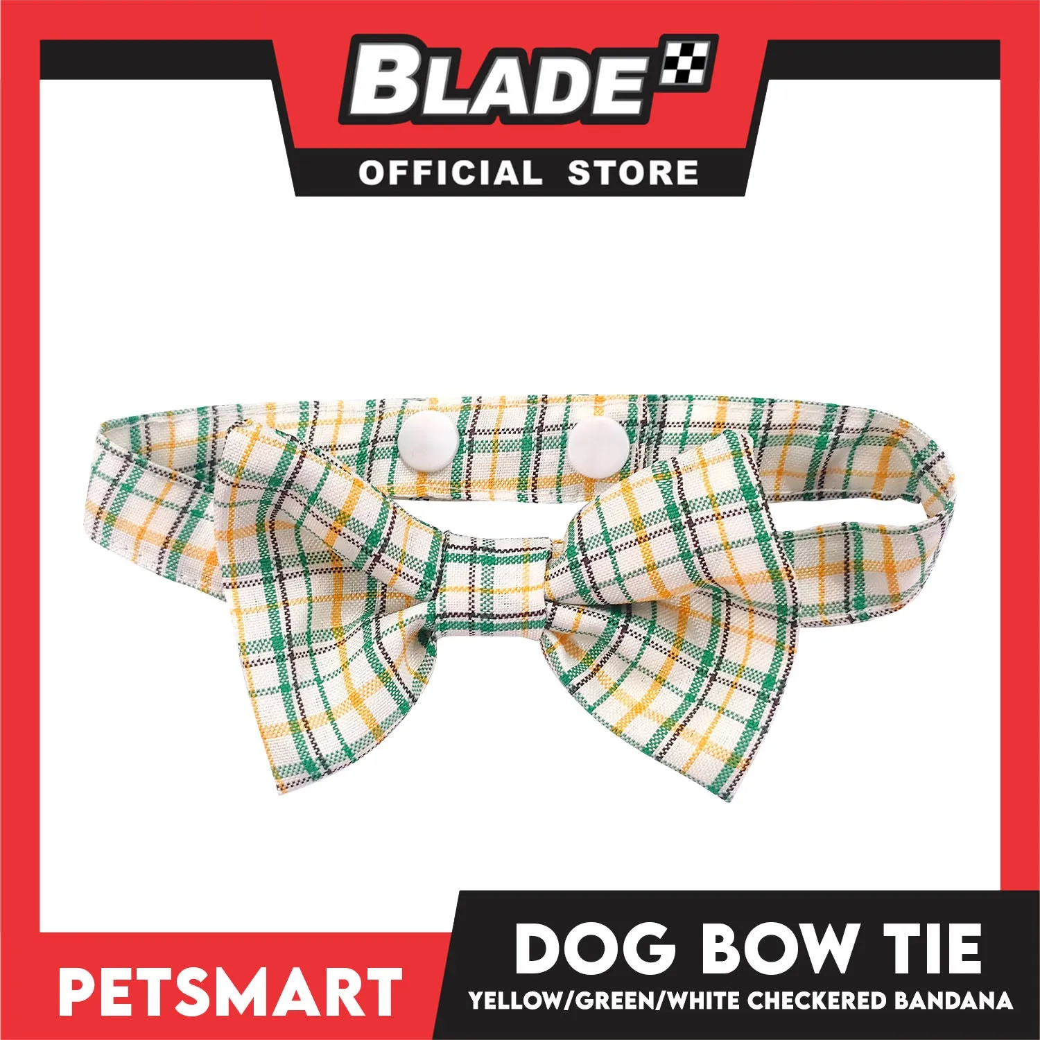 Pet Bow Tie Bandana Checkered Design, Yellow Green White Color DB-CTN36S (Small) Perfect Fit For Dogs And Cats