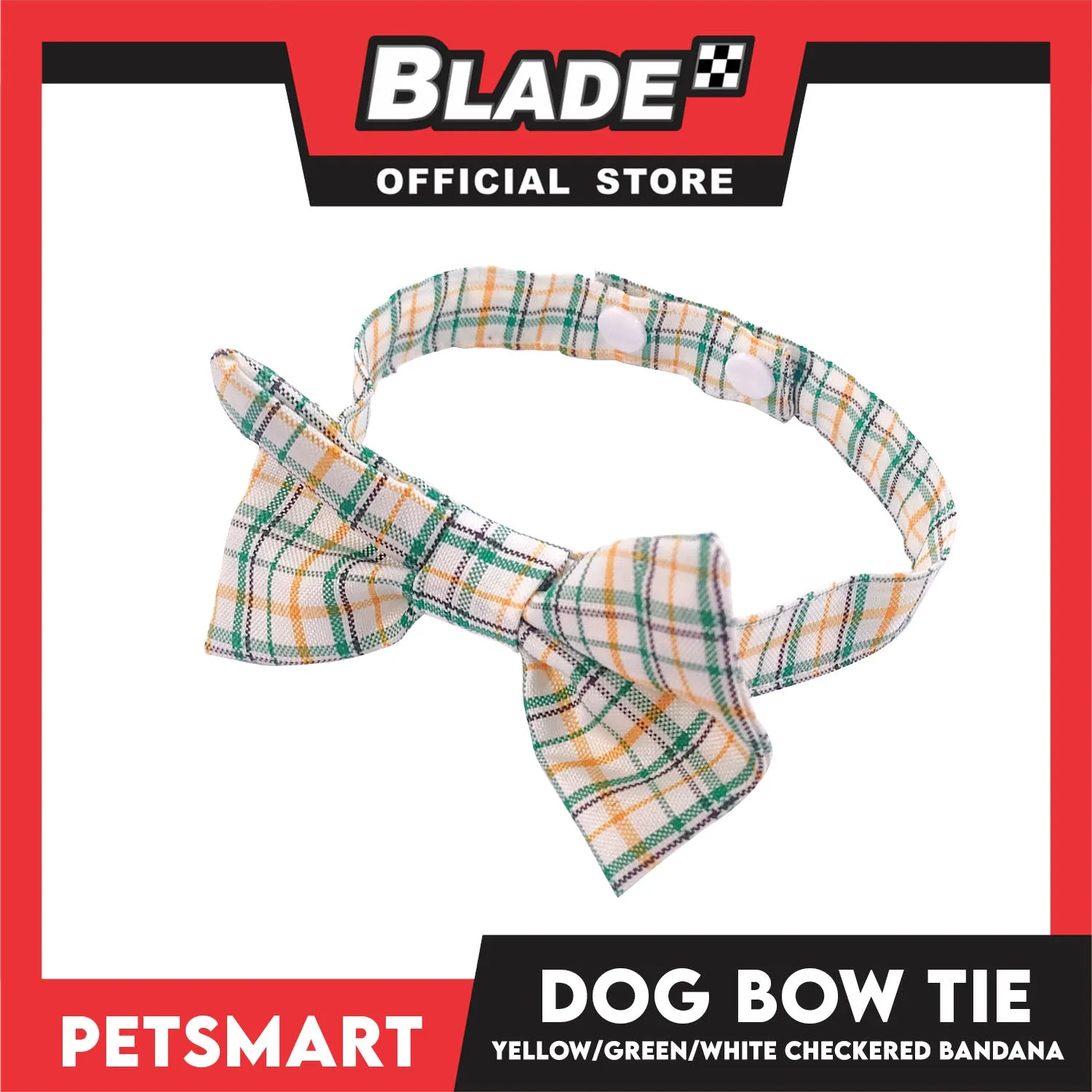 Pet Bow Tie Bandana Checkered Design, Yellow Green White Color DB-CTN36S (Small) Perfect Fit For Dogs And Cats