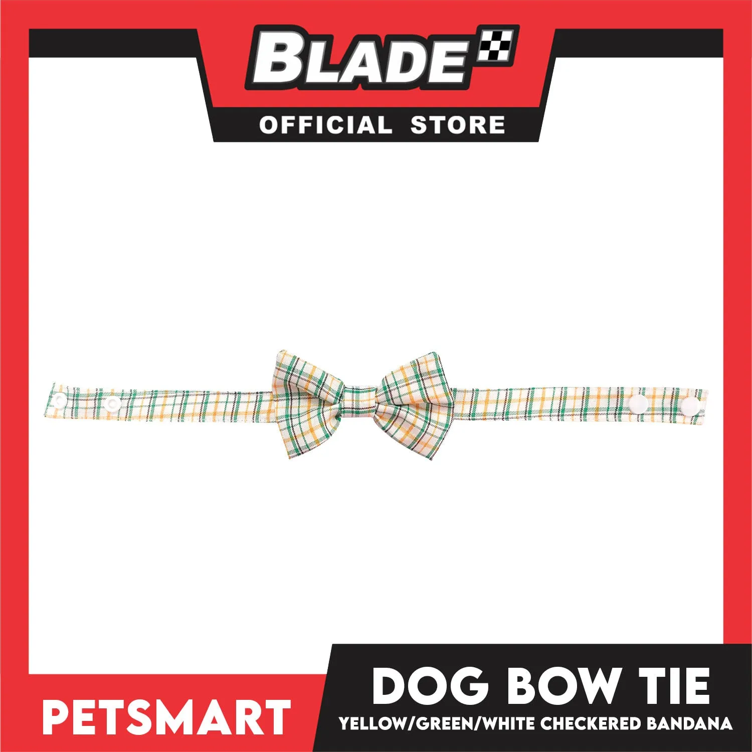 Pet Bow Tie Bandana Checkered Design, Yellow Green White Color DB-CTN36S (Small) Perfect Fit For Dogs And Cats